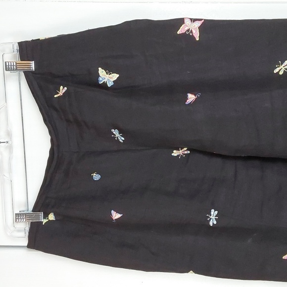 Talbots Irish Linen Black Trousers Novelty Bug/butterfly Embellish Pants Sz.12 - Picture 2 of 16